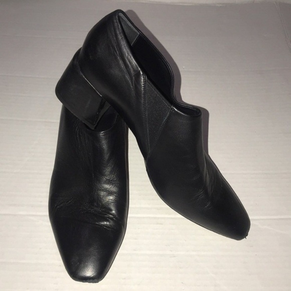 VINCE 9.5 Italy Black Leather Slip On Block Shoes